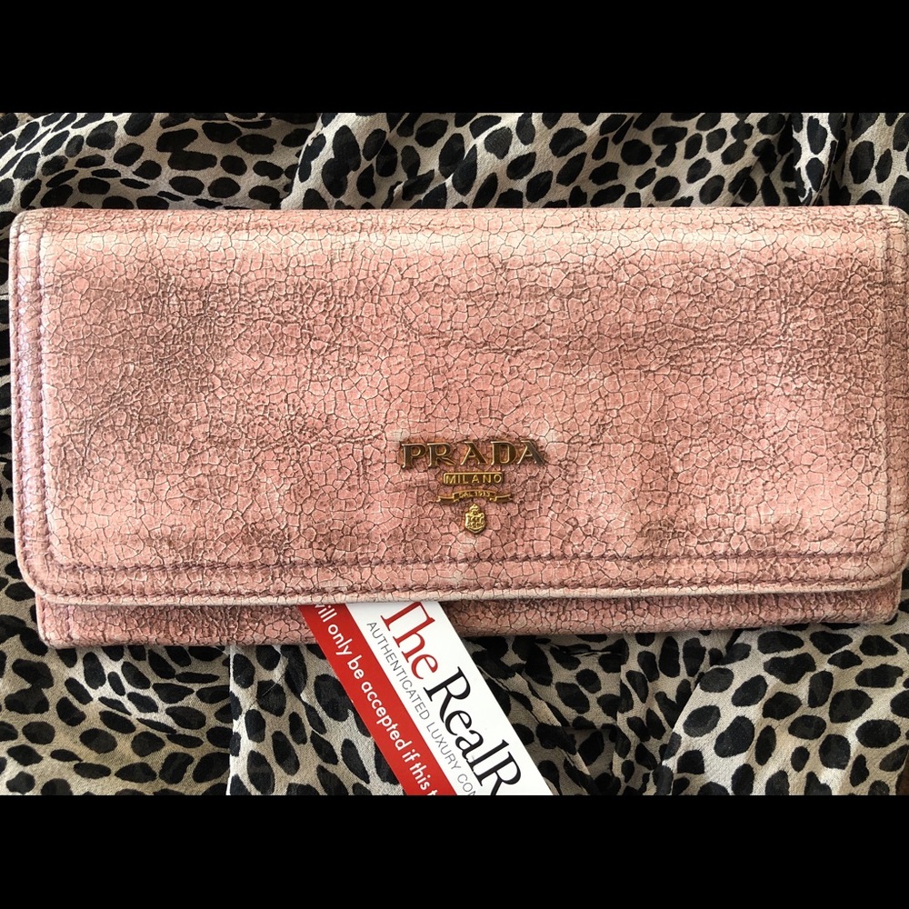 Prada Crackled Continental Wallet (Authentic)